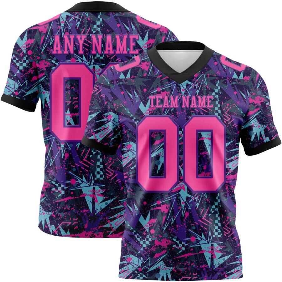 Custom Graffiti Pattern Pink Purple-Black 3D Pattern Creative Geometric Figures And Dots Authentic Football Jersey
