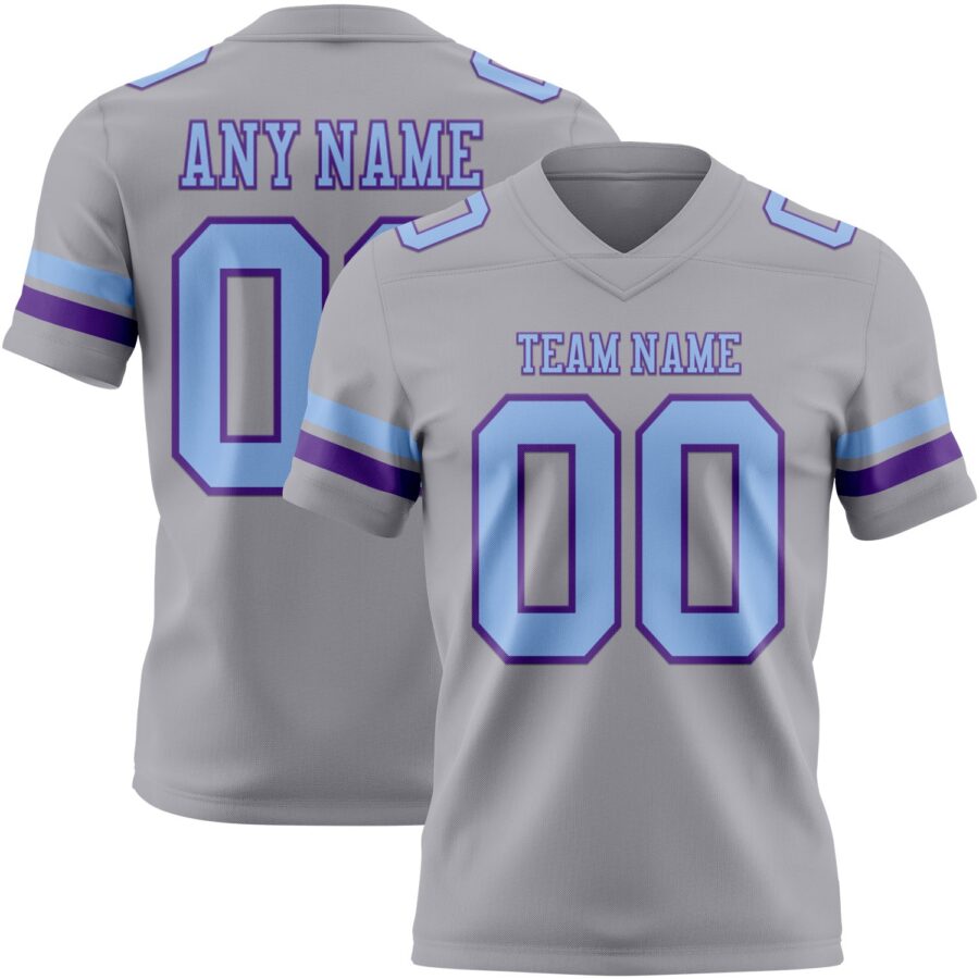 Custom Gray Light Blue-Purple Authentic Football Jersey